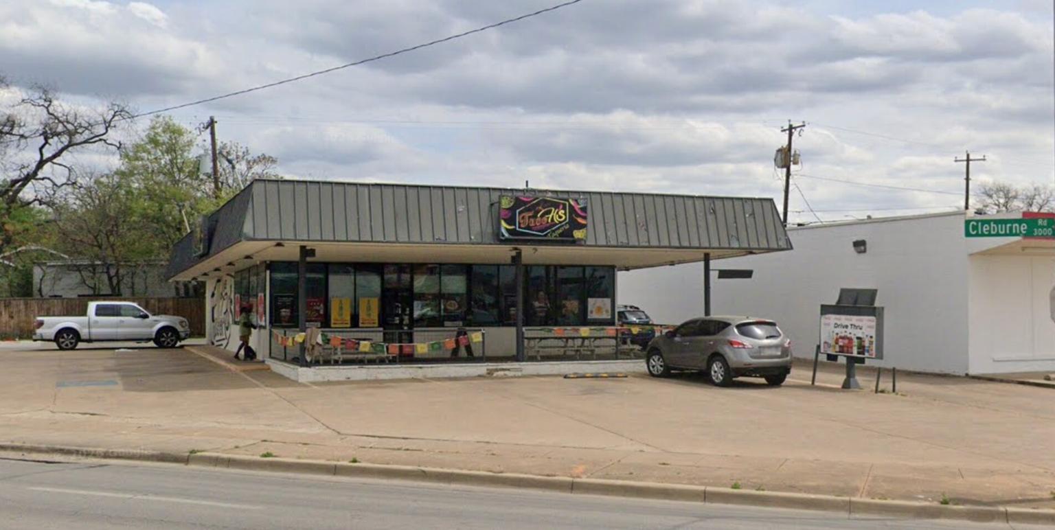 Exterior storefront of Los Taco H's on Cleburne Rd, Fort Worth TX